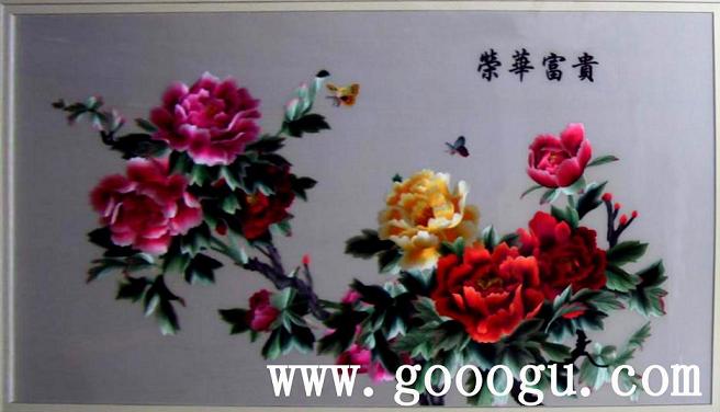 牡丹刺繡畫 客廳刺繡畫
