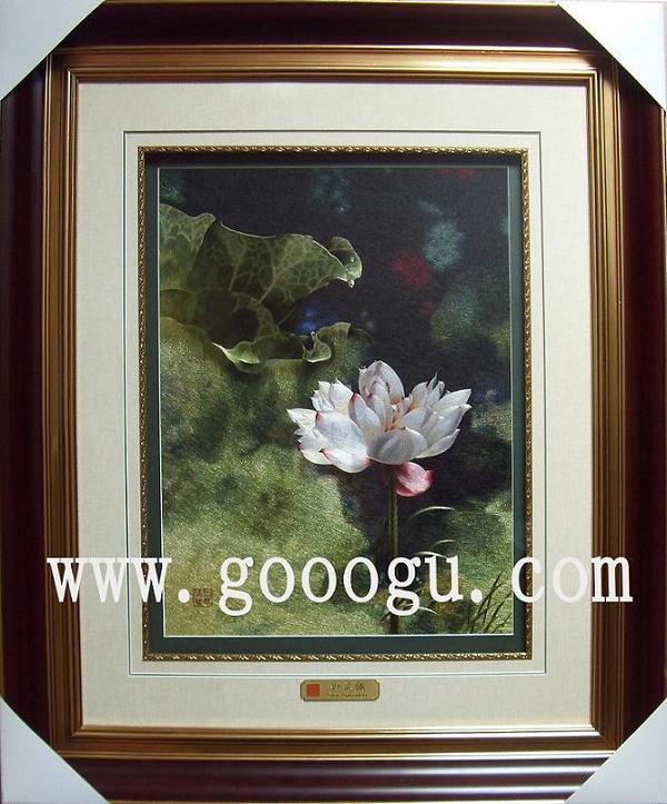 荷花刺繡畫，高檔荷花題材蘇繡畫，蘇繡極品