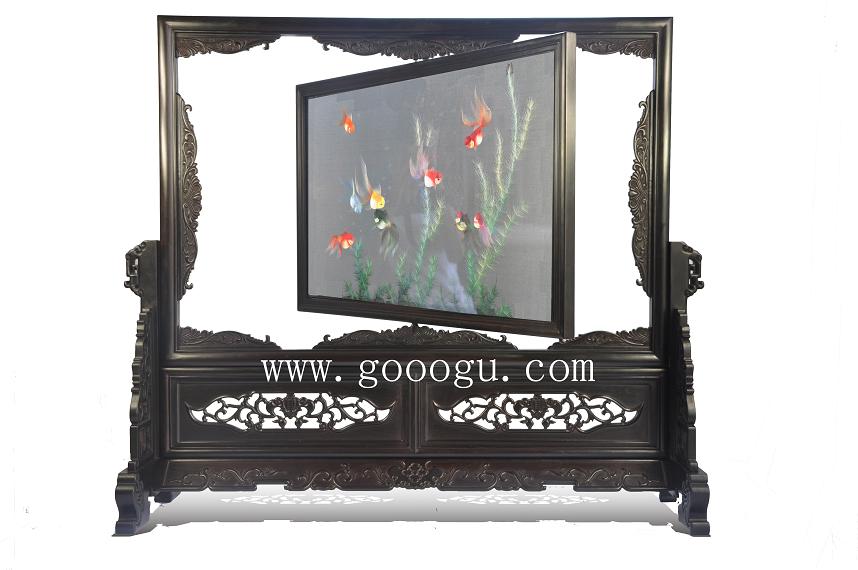 高檔紫檀雙面繡、純手工精品！