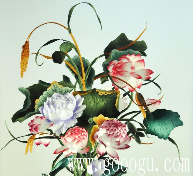 蘇繡精品特寫、繡工精細，線條均勻、層次感鮮明