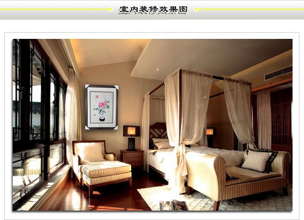 臥室裝飾效果圖、牡丹精品壁畫彰顯奢華！