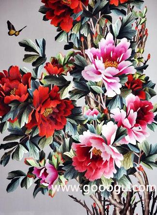 牡丹蘇繡畫,高檔刺繡牡丹榮華富貴,雙面繡牡丹隔斷