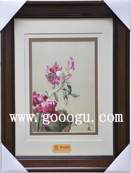 蘇繡精品，郎士寧仙萼長春圖，雞冠花